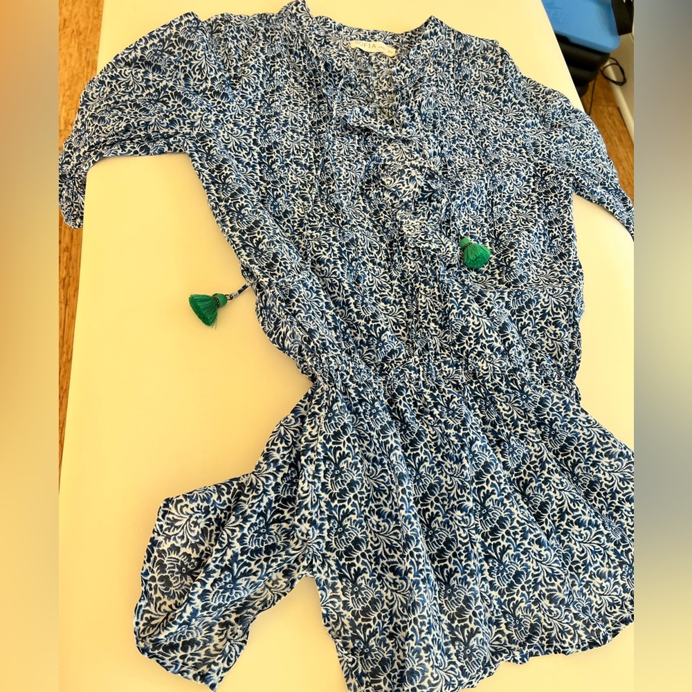 Mini Sundress Cotton Blue Print
